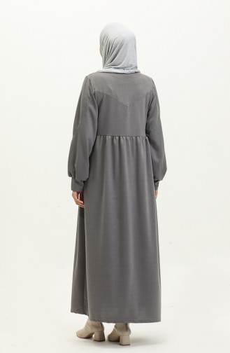 Langes Kleid mit geraffter Taille 0281-01 Grau 0281-01