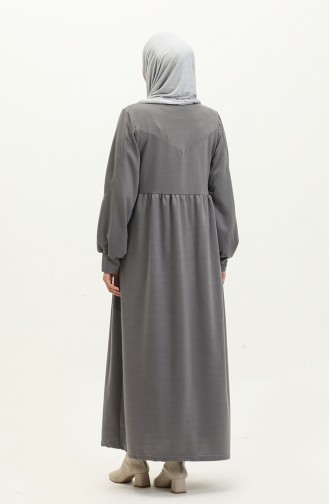 Shirred Waist Plain Dress 0281-01 Gray 0281-01