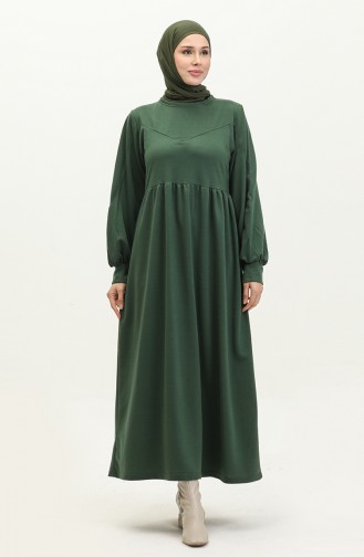 Shirred Waist Plain Dress  0281-02 Emerald Green 0281-02