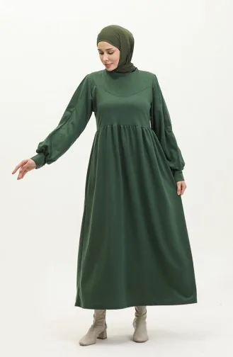 Robe Plaine Froncee à Taille 0281-02 Vert Emeraude 0281-02