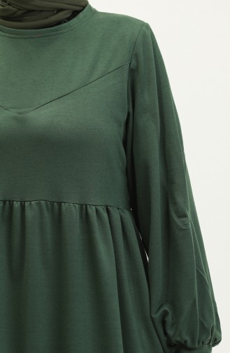 Shirred Waist Plain Dress  0281-02 Emerald Green 0281-02