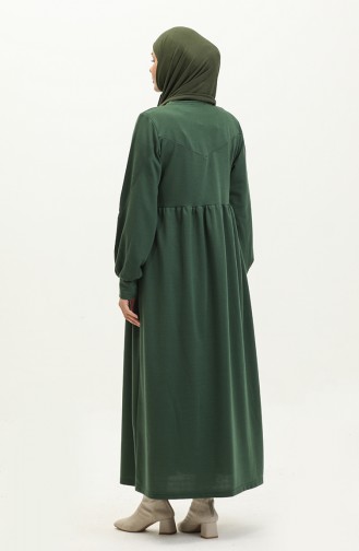 Shirred Waist Plain Dress  0281-02 Emerald Green 0281-02
