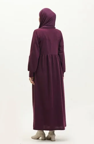 Langes Kleid mit geraffter Taille 0281-03 Lila 0281-03