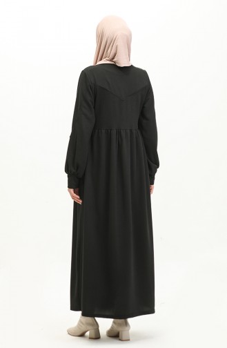 Shirred Waist Plain Dress 0281-04 Black 0281-04