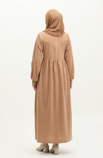 Shirred Waist Plain Dress 0281-05 Milk Coffee 0281-05