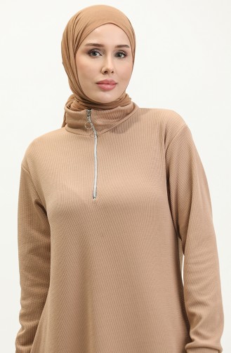 Turtleneck Collar Sport Dress 0282-01 Milky Coffee 0282-01