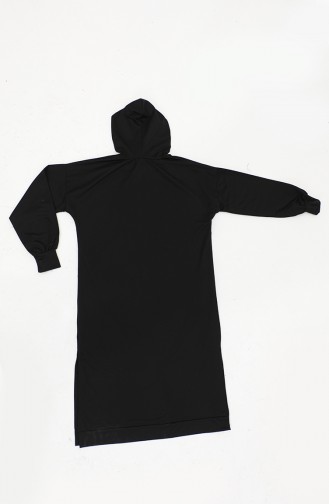 Kapüşonlu Uzun Tunik 0271D-02 Siyah