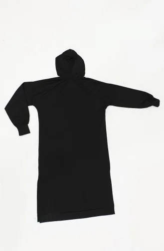 Tunique Longue A Capuche 0271D-02 Noir 0271D-02