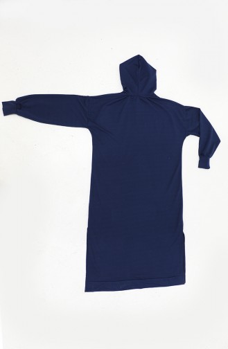 Tunique Longue A Capuche 0271D-03 Bleu Marine 0271D-03