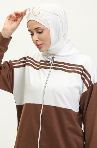 Hooded Two Piece Tracksuit Set 1016-05 Brown 1016-05
