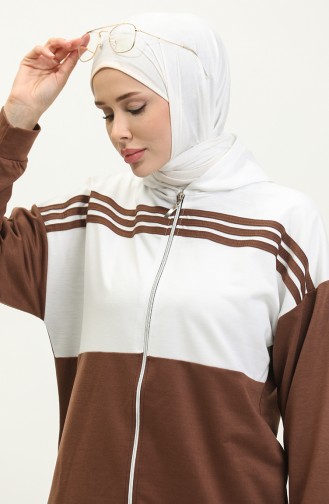 Hooded Double Tracksuit Set 1016 1016-08 Brown 1016-08