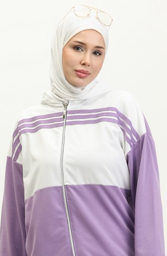 Hooded Two Piece Tracksuit Set 1016-04 Lilac 1016-04