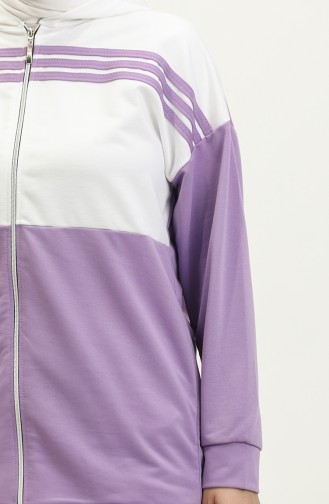 Hooded Two Piece Tracksuit Set 1016-04 Lilac 1016-04