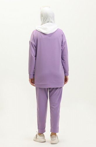 Hooded Two Piece Tracksuit Set 1016-04 Lilac 1016-04