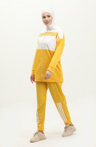 Hooded Two Piece Tracksuit Set 1016-03 Yellow 1016-03