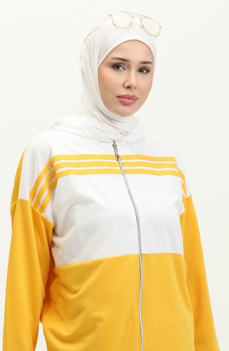 Hooded Two Piece Tracksuit Set 1016-03 Yellow 1016-03