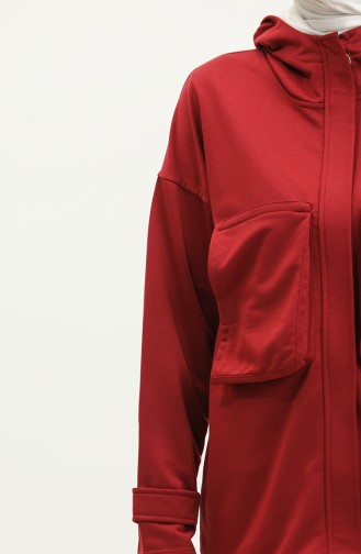 Survêtement Détail Poches à Capuche 2407-02 Rouge Claret 2407-02