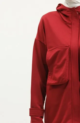 Survêtement Détail Poches à Capuche 2407-02 Rouge Claret 2407-02