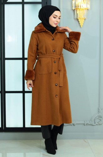 Fur Detailed Kachet Coat Brown 19175 15017