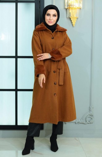 Fur Detailed Kachet Coat Brown 19175 15017