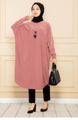 Losse Tuniek Met Vleermuismouwen Dusty Rose 2044MG.GKR