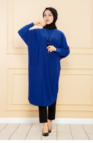 Losse Tuniek Met Vleermuismouw Saks Blauw 2044MG.SKM