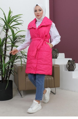 Gilet Doudoune à Col Large Rose 6093 15034