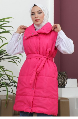 Gilet Doudoune à Col Large Rose 6093 15034