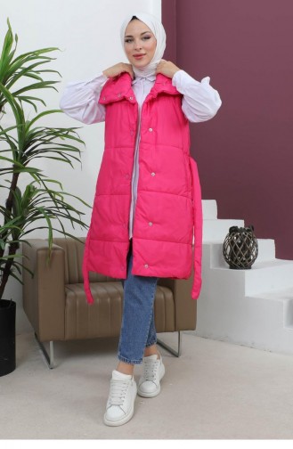 Puffervest Met Brede Kraag Roze 6093 15034