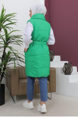 Wide Collar Puffer Vest Green 6093 15035