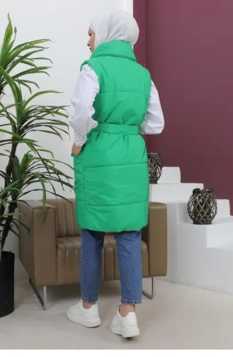 Gilet Matelassé à Col Large Vert 6093 15035