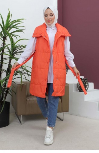 Wide Collar Puffer Vest Orange 6093 15036