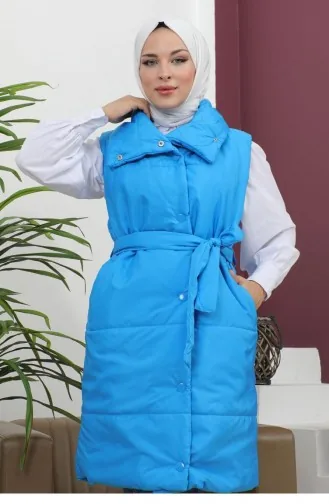 Gilet Doudoune à Col Large Bleu 6093 15037