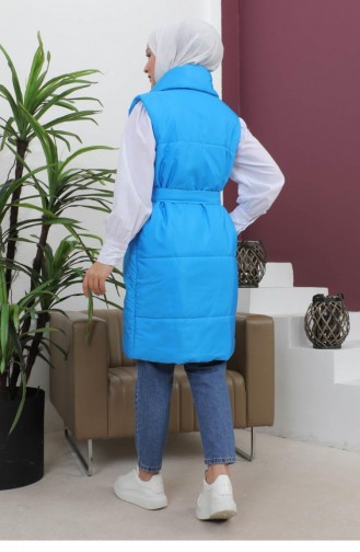 Wide Collar Puffer Vest Blue 6093 15037