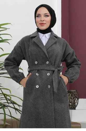Button Detailed Stash Coat Anthracite 19247 15038