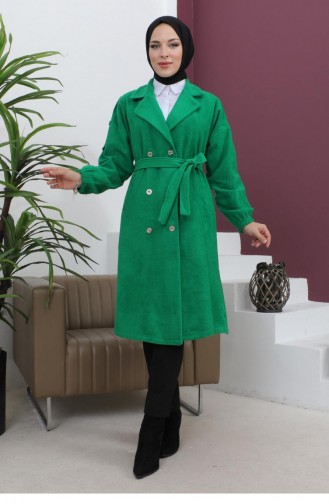 Button Detailed Stash Coat Emerald 19247 15039
