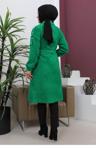 Button Detailed Stash Coat Emerald 19247 15039