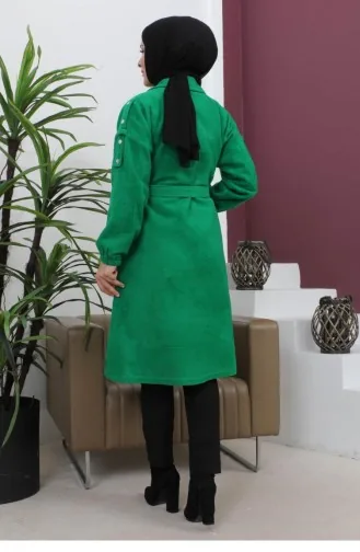 Button Detailed Stash Coat Emerald 19247 15039