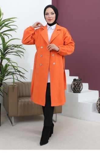 Knopfdetaillierter Stash-Mantel Orange 19247 15040