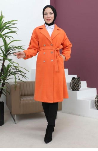 Knopfdetaillierter Stash-Mantel Orange 19247 15040