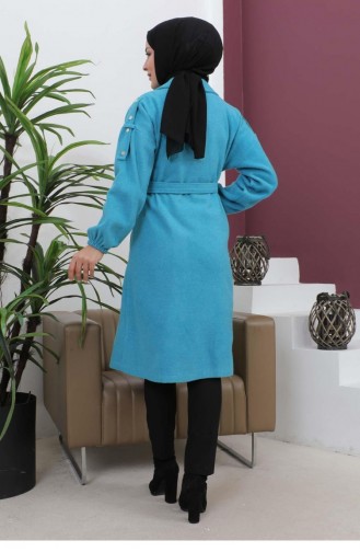 Button Detailed Stash Coat Blue 19247 15041