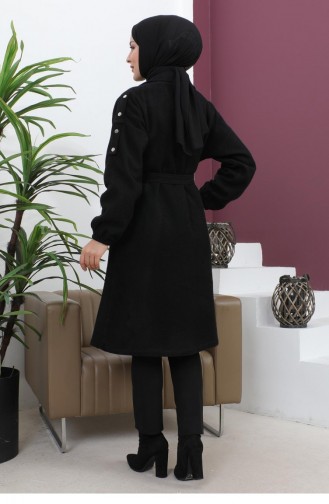 Button Detailed Stash Coat Black 19247 15042