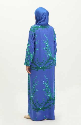 Viskon Uzun Kollu Namaz Elbisesi 6363-02 Mavi