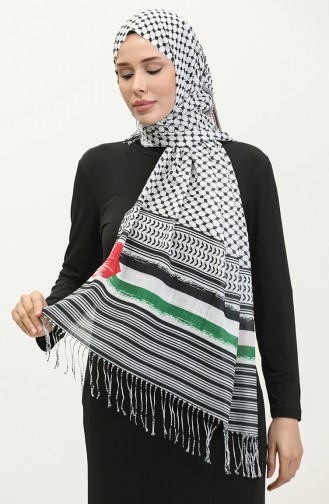 الكافية شال باشمينا بتصميم مُطبع بتصميم العلم الفلسطيني والتركي 90164-01 لون ملون 90164-01