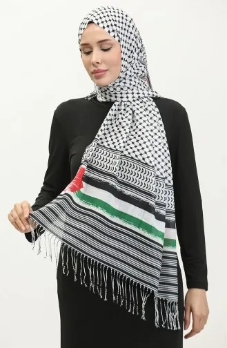 Kefiye Patterned Palestinian And Turkish Flag Pashmina Shawl 90164-01 Colorful 90164-01