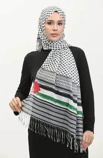 Kefiye Patterned Palestinian And Turkish Flag Pashmina Shawl 90164-01 Colorful 90164-01