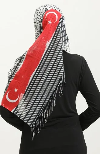 Kefiye Patterned Palestinian And Turkish Flag Pashmina Shawl 90164-01 Colorful 90164-01