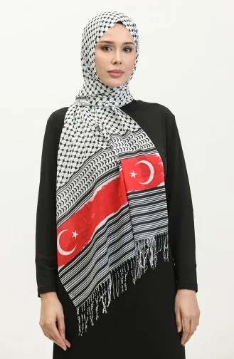 Kefiye Patterned Palestinian And Turkish Flag Pashmina Shawl 90164-01 Colorful 90164-01