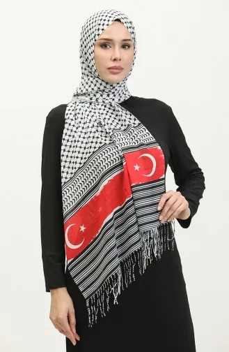 Kefiye Patterned Palestinian And Turkish Flag Pashmina Shawl 90164-01 Colorful 90164-01