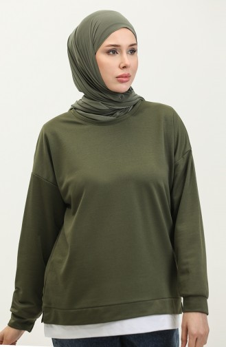 Kadın Eteği Garnili Sweatshirt 1702-06 Haki